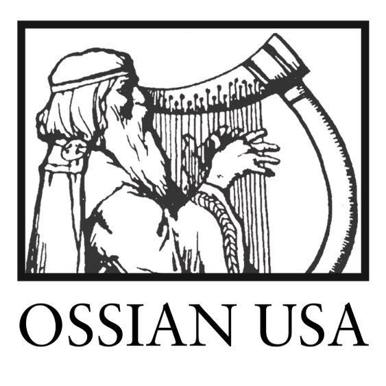 Logo of Ossian USA featuring a figure with a harp
